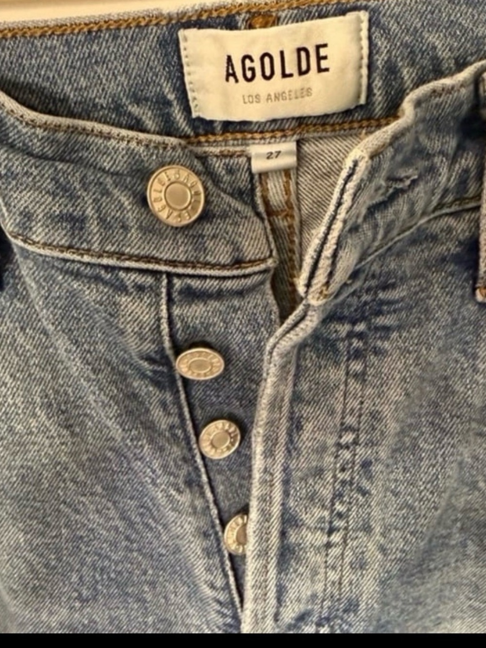 Agolde Riley 90s High Rise Straight Crop Distressed Jeans size 27/4 - Picture 6 of 7